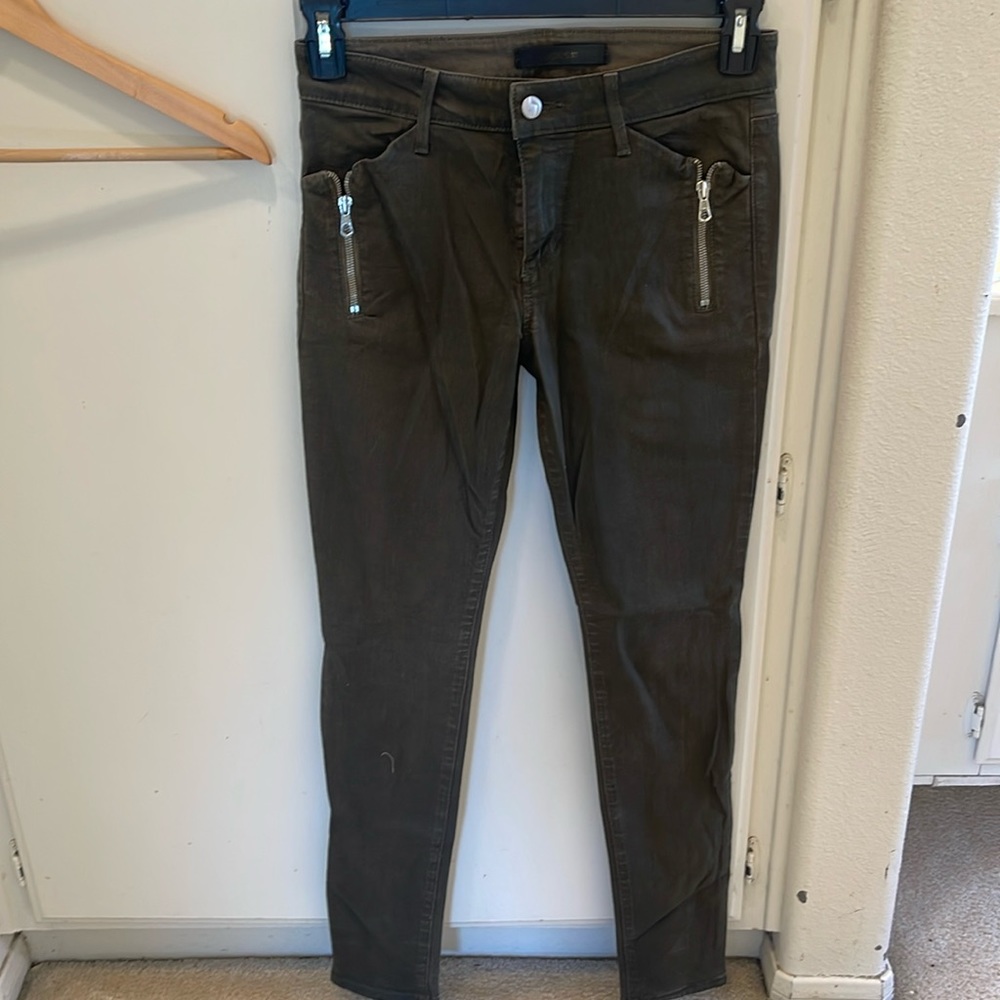 Joe jeans pleather feel olive green cute jeans size 27